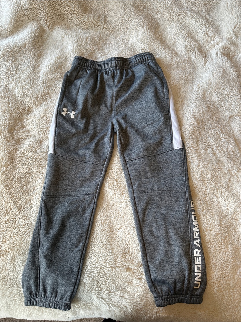Under Armour Youth Gray Joggers with White Logo Accents